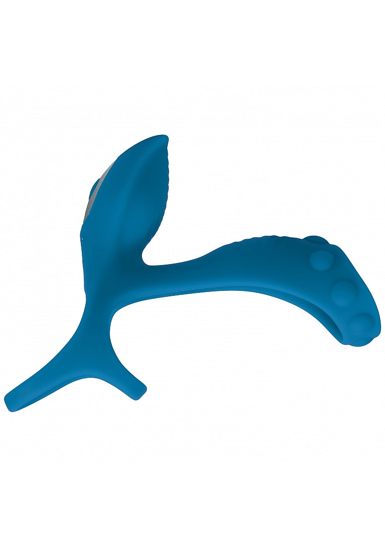 LEVELZ VIBRATING SILICONE COCK & BALL RING W/SHAFT LOOP TEAL