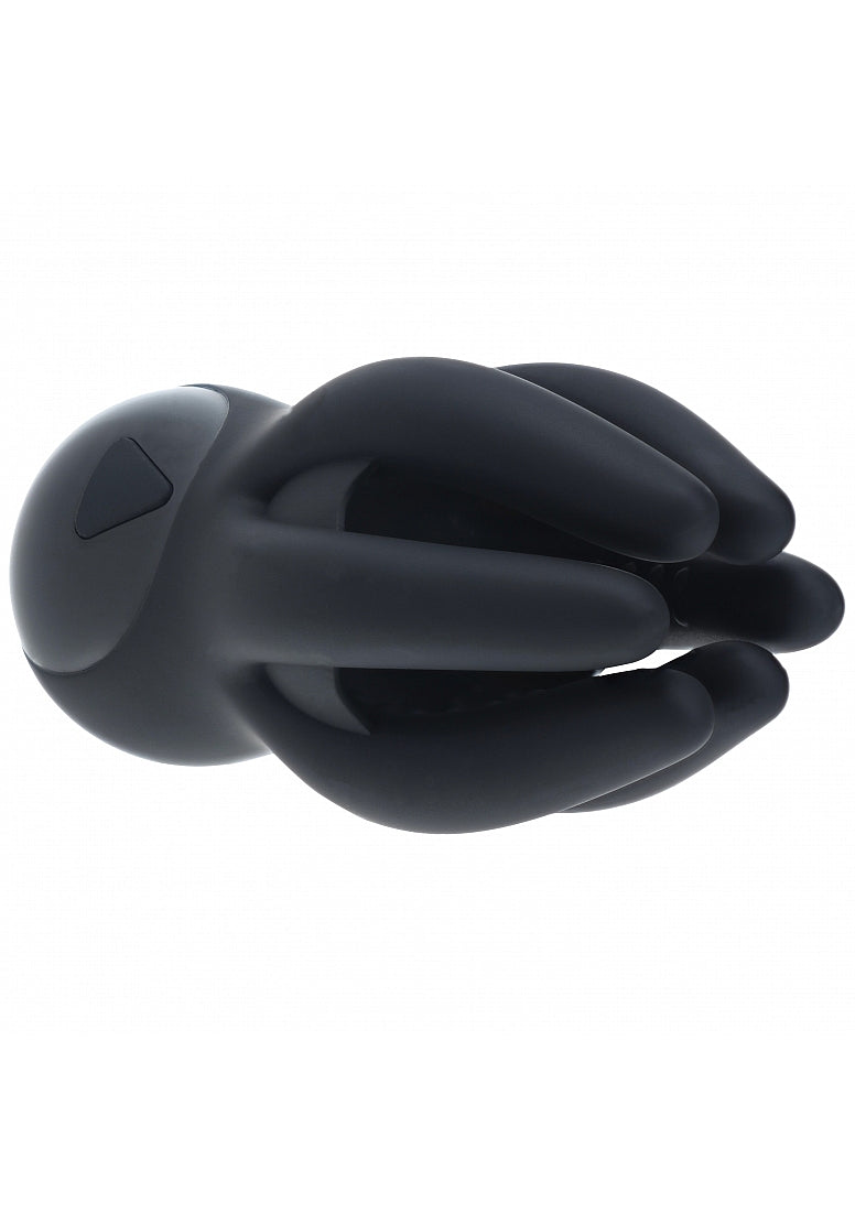 LEVELZ DIGITAL VIBRATING SILICONE PENIS HEAD STIMULATOR W/ TENTACLES BLACK