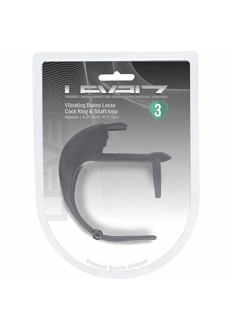 LEVELZ ADJUSTABLE BUNNY VIBRATING LASSO COCK RING BLACK