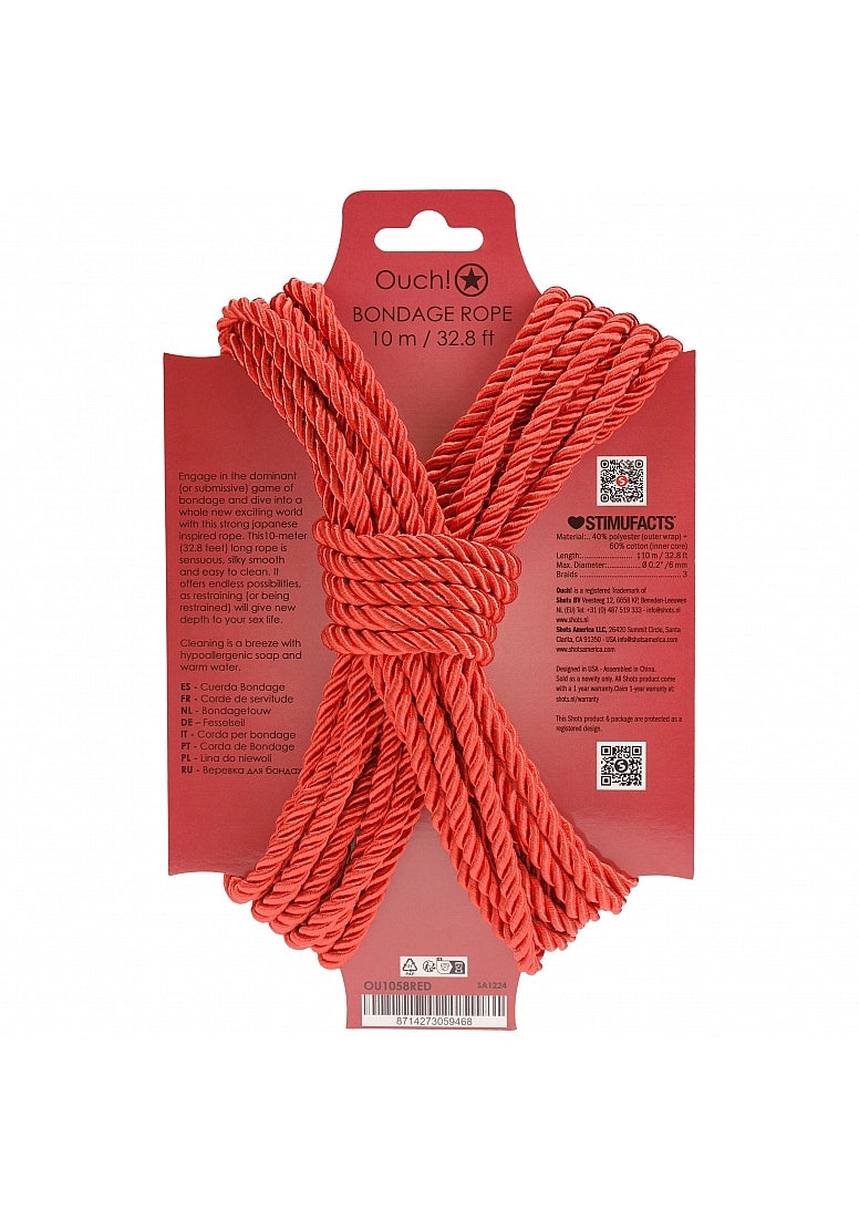 OUCH! BONDAGE ROPE 10 METERS RED