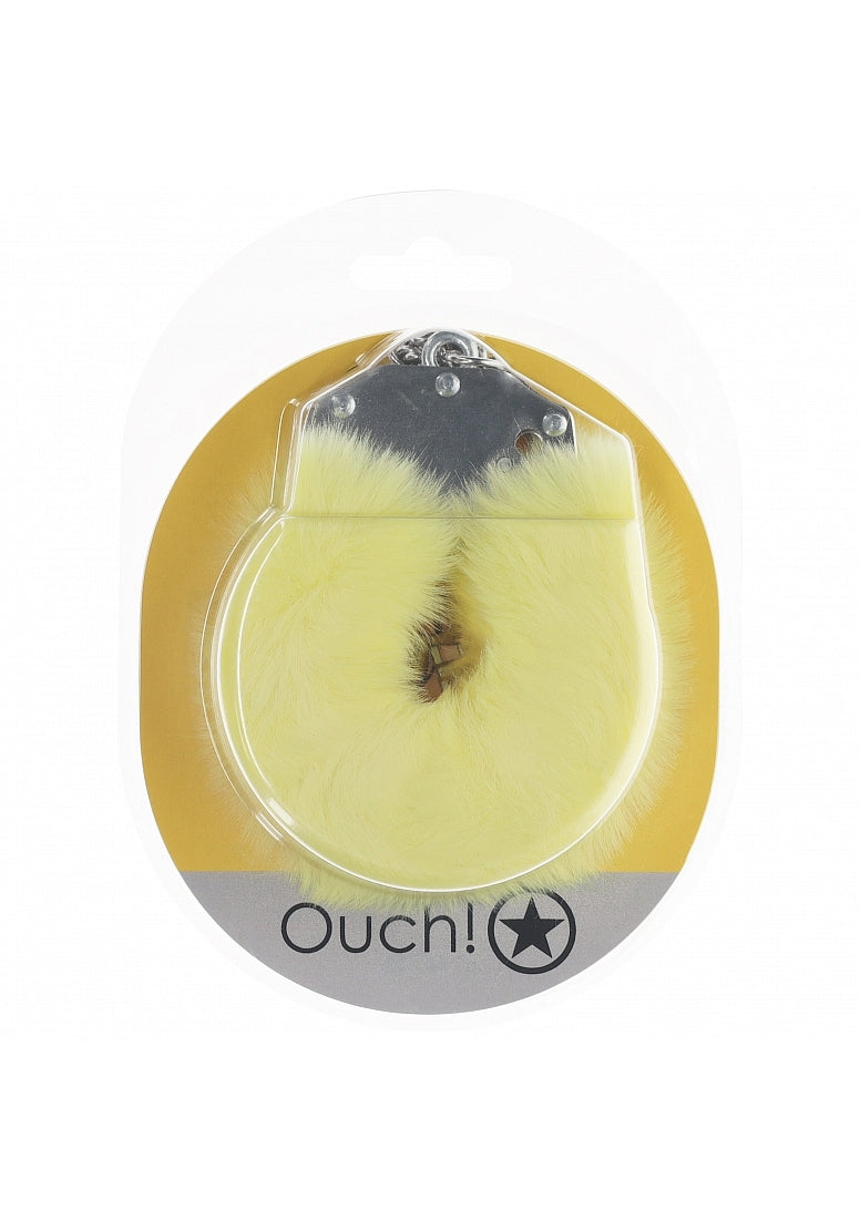 OUCH! HEAVY DUTY FLUFFY HANDCUFFS YELLOW