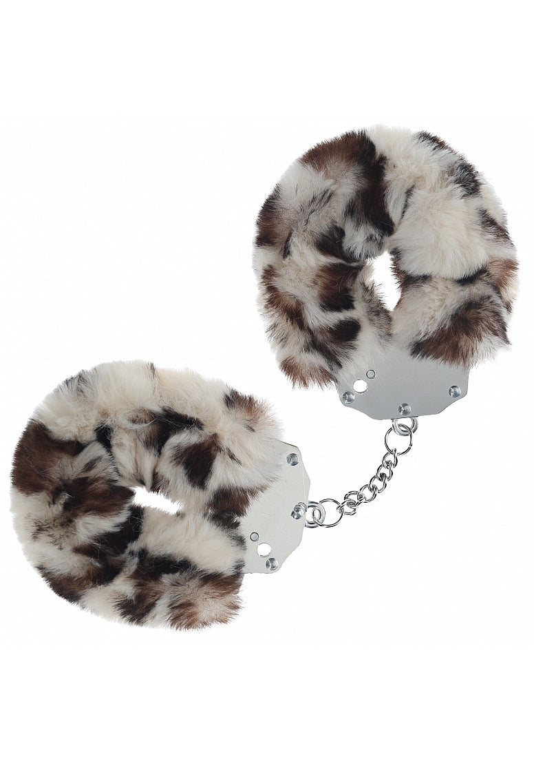 OUCH! HEAVY DUTY FLUFFY HANDCUFFS SNOW LEOPARD