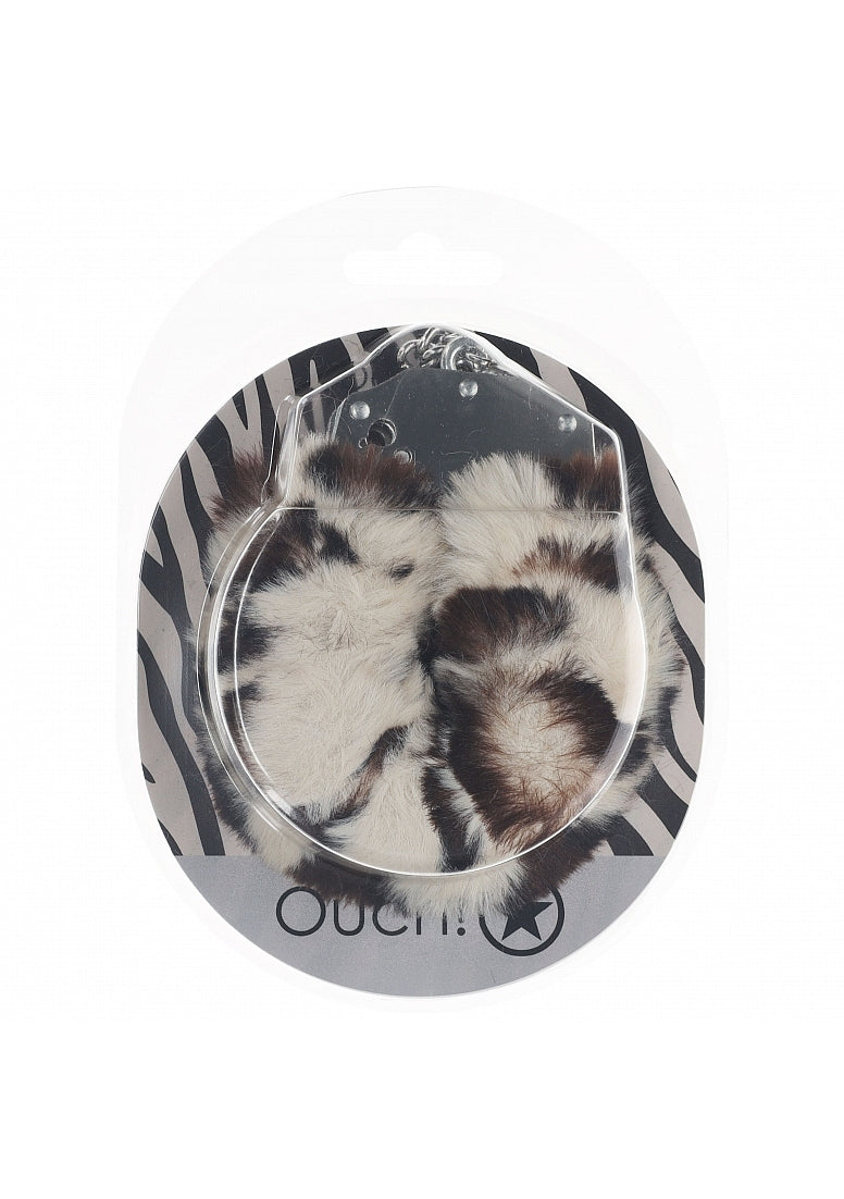 OUCH! HEAVY DUTY FLUFFY HANDCUFFS SNOW LEOPARD