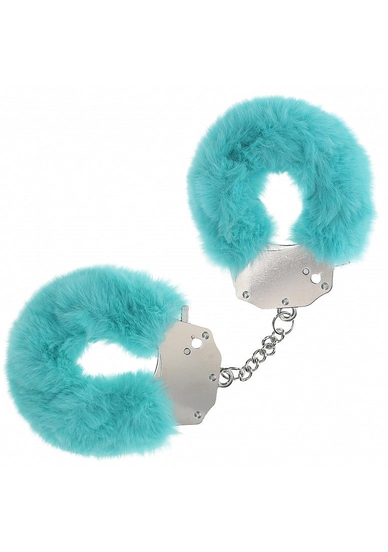 OUCH! HEAVY DUTY FLUFFY HANDCUFFS - BLUE