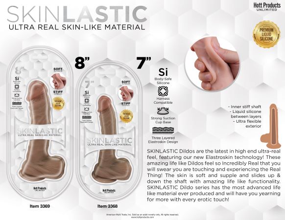 Skinsations Skinlastic Sliding Skin Dildo 8" with Suction Base