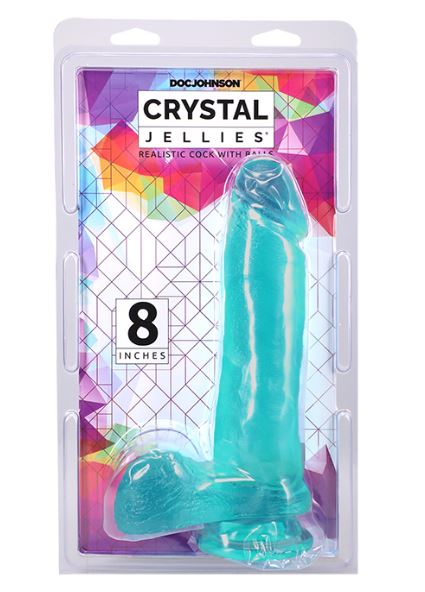Crystal Jellies Realistic Cock with Balls 8" – Teal