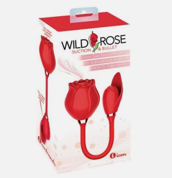 WILD ROSE & BULLET RECHARGEABLE SILICONE SUCTION VIBRATOR